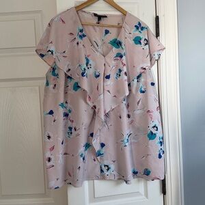 Pink floral cap sleeve blouse.